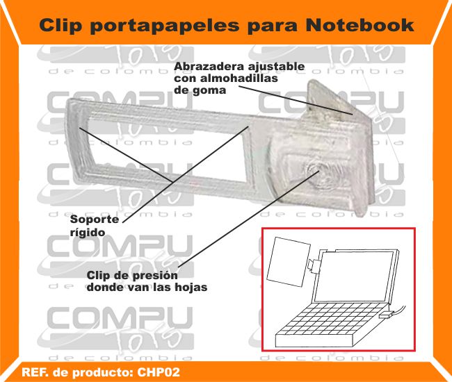 Clip portapapeles para Notebook.