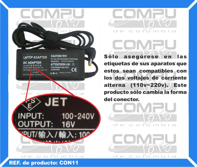 Adaptador de Clavija Plana a Tomacorriente Europeo Redondo. COMPUTOYS Ref: CON11