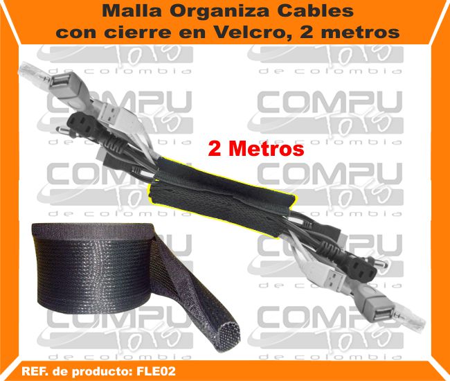 Malla Organiza Cables con cierre en Velcro 2 metro.