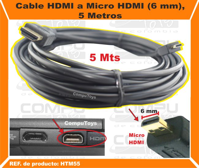 Cable HDMI a Micro HDMI 6 mm, 5 Metros
