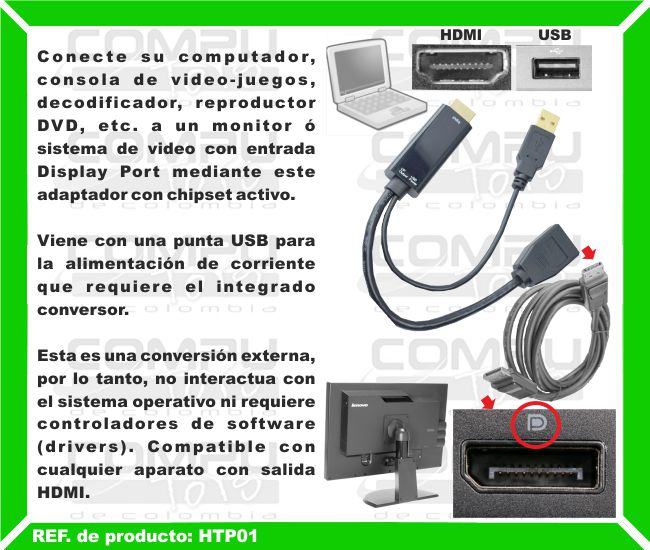 Adaptador Convertidor Display Port A HDMI - ELE-GATE