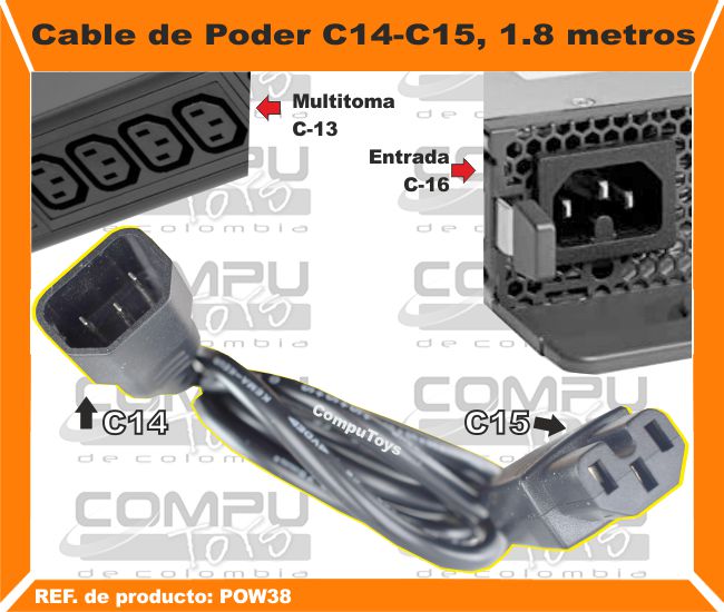 Cable de Poder C14 C15 1.8 metros.