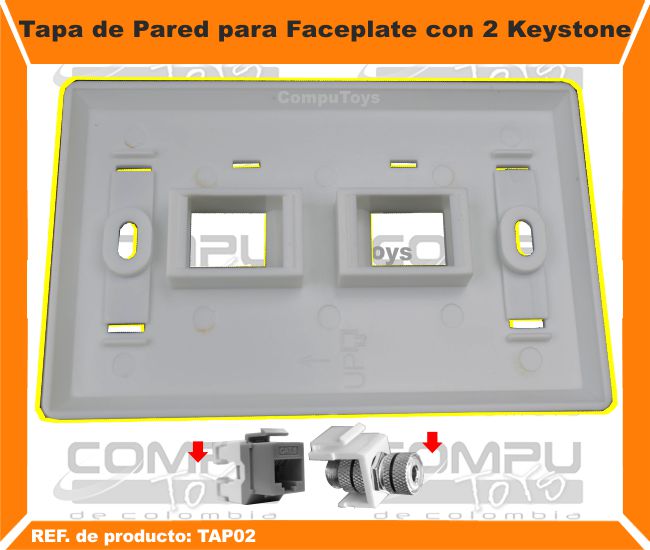 Tapa de Pared para Faceplate con 2 Keystone