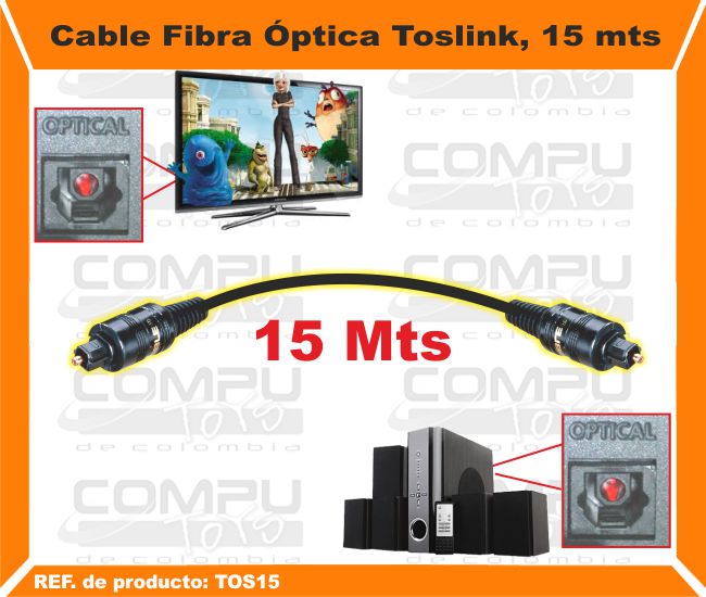 Cable Fibra Óptica Toslink 15 mts.