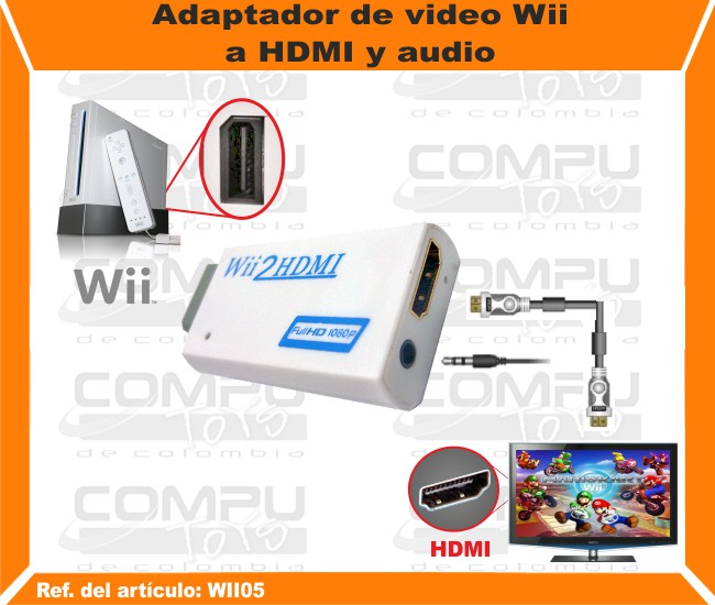 Adaptador de video Wii a HDMI y audio.