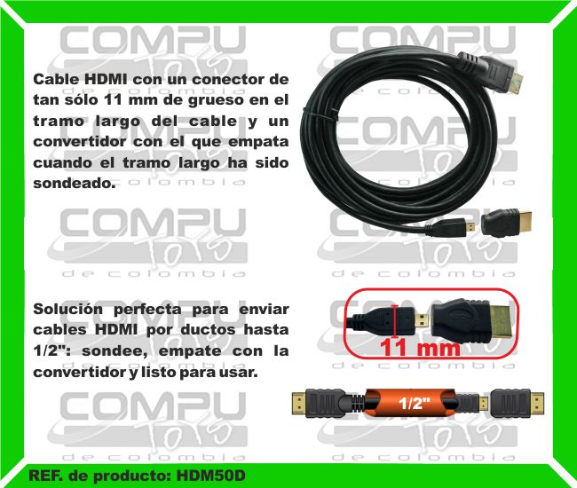 Cable HDMI para Sondear por Tubería 5 Metros - Computoys