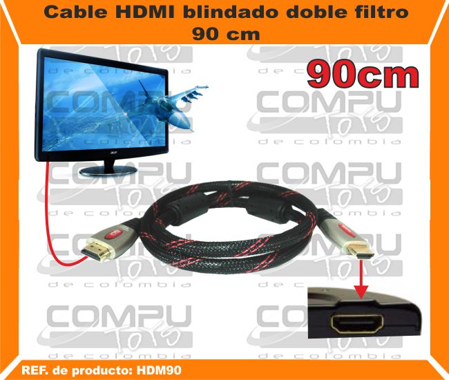 Cable HDMI blindado doble filtro 90 cm