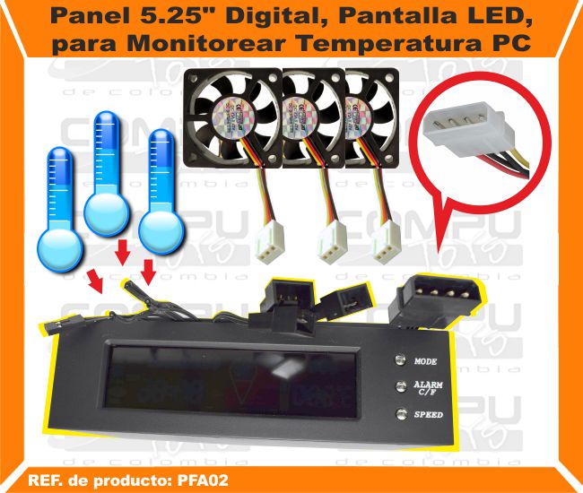 Panel 5.25 Digital Pantalla LED para Monitorear Temperatura PC.